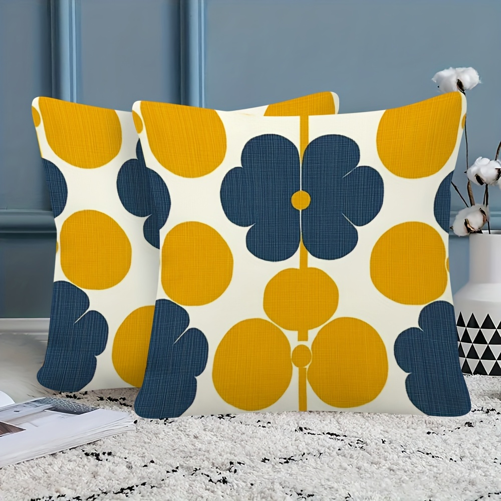 2pcs decorative throw pillows navy yellow Temu
