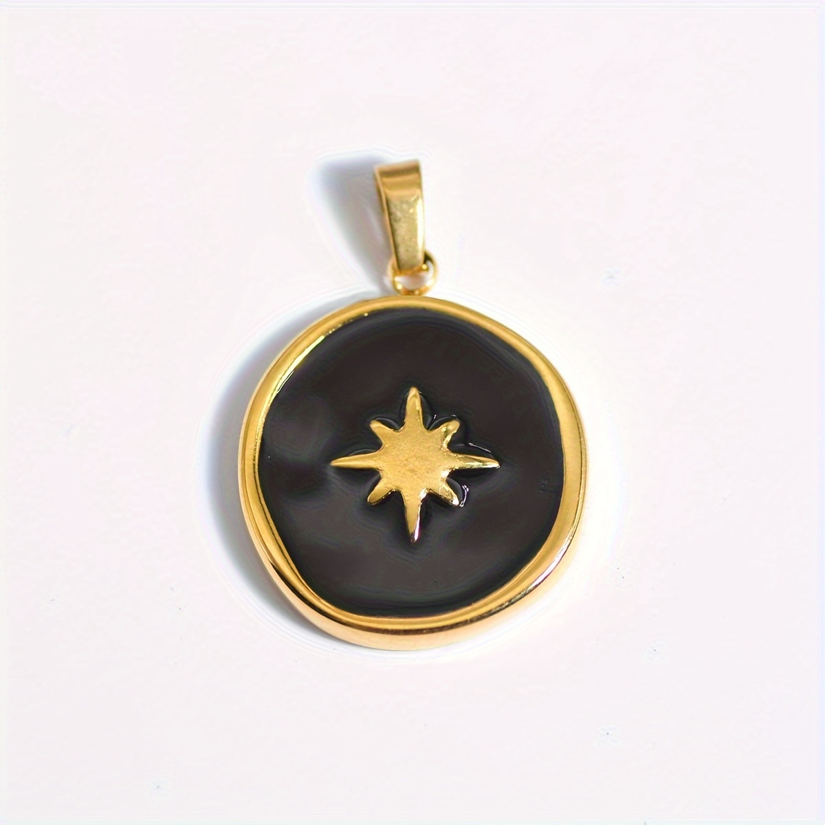 1 Set Of 1 Stainless Steel Round Pendant Accessories With Design Diy Sun, Star, Oil Pendant Ornaments