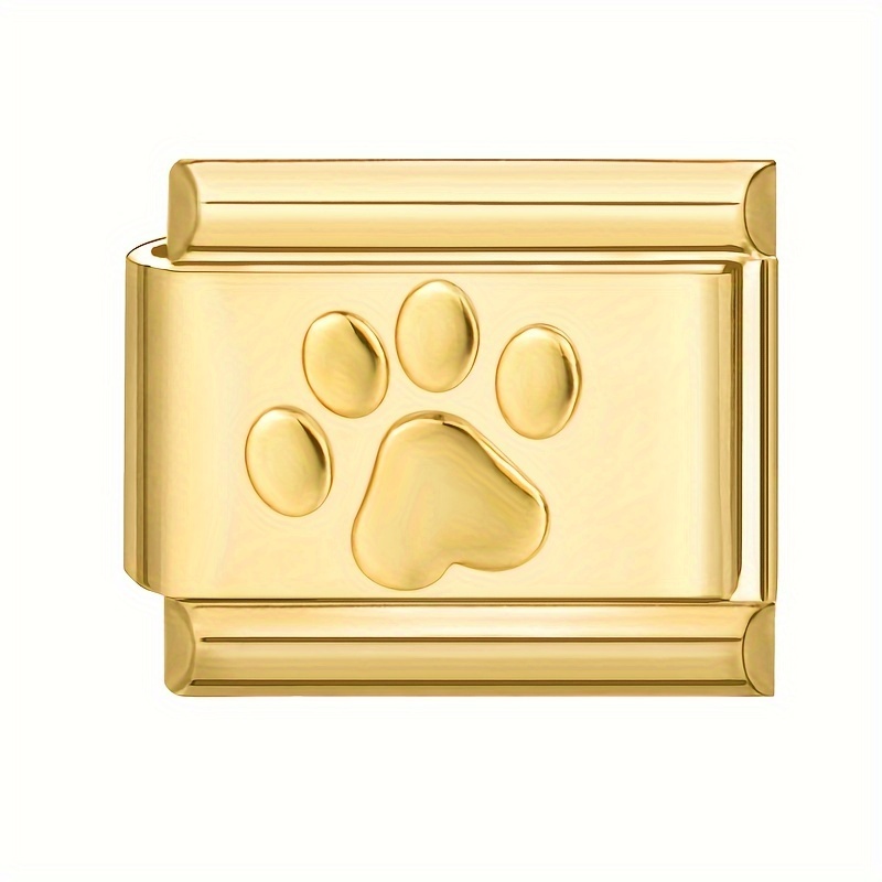 Image of 1pc Of Golden-based Series Diy Creative Accessory Jewelry, Featuring Heart, Crown, Flower, And Cat Paw Elements For Diy Bracelets, Necklaces, Rings, And Anklets, A Handmade Modular Bracelet