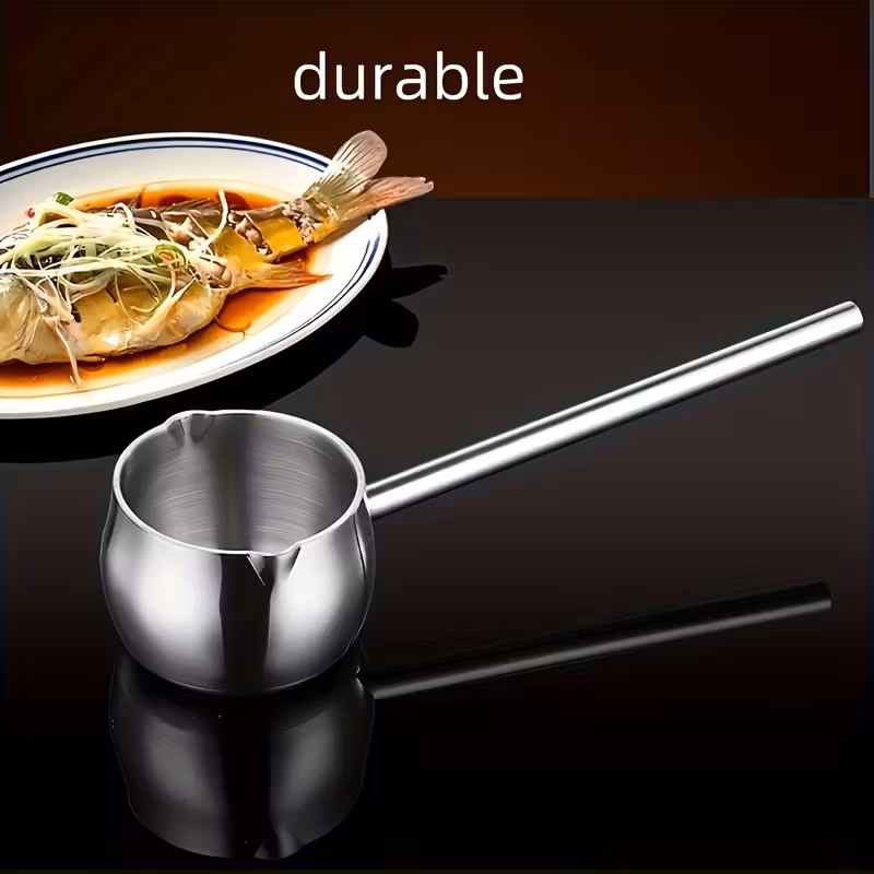 durable stainless steel mini pot with long handle ideal for heating and pouring oil milk home and outdoor cooking versatile kitchen tool sleek pot design durable kitchenwar Product details 1