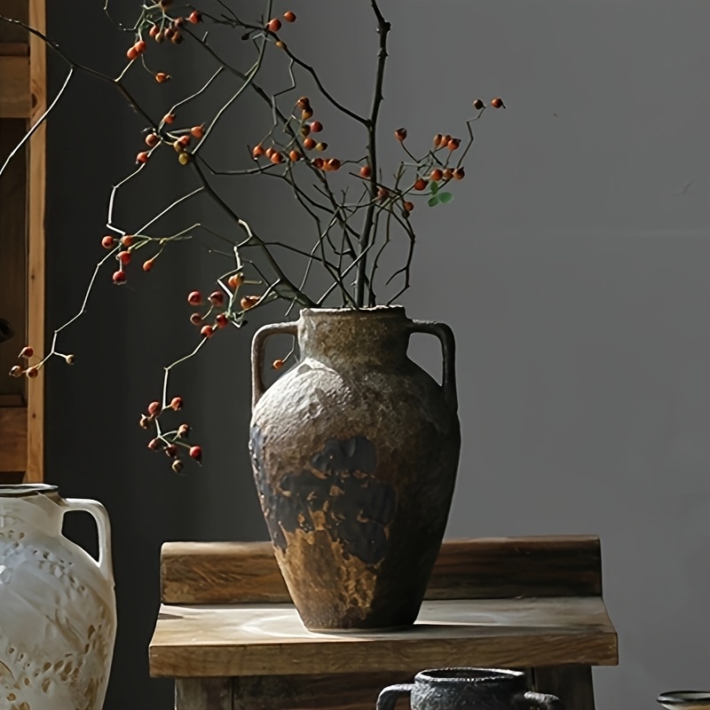 retro ceramic vase for home decoration floral pattern suitable for living room and foyer decor vintage coarse pot holiday gift Product details 1