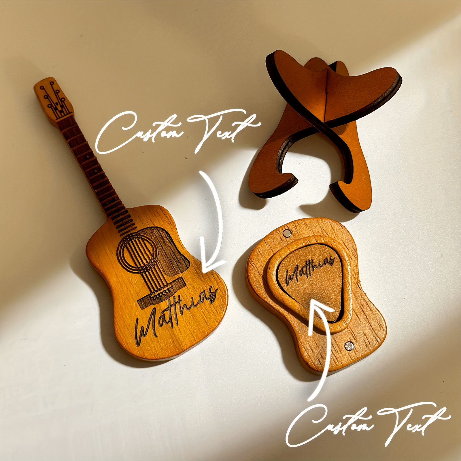 

Personalized Guitar Pick Holder Set With Engraved Picks - Custom Cool Gift For Guitar Players, Ideal For Dad, Brothers, , , - Yellow, Compatible With Guitars