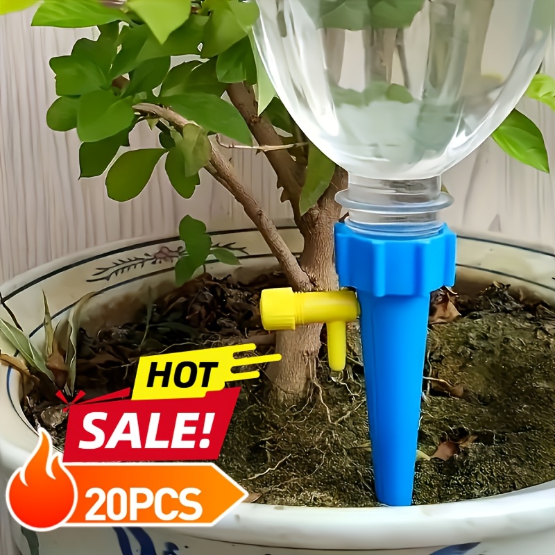 

20pcs Plant Watering With Adjustable Valve, Polypropylene Self-irrigation Spikes For Indoor Plants And Vacation Watering, Universal Bottle Adapter Drip System