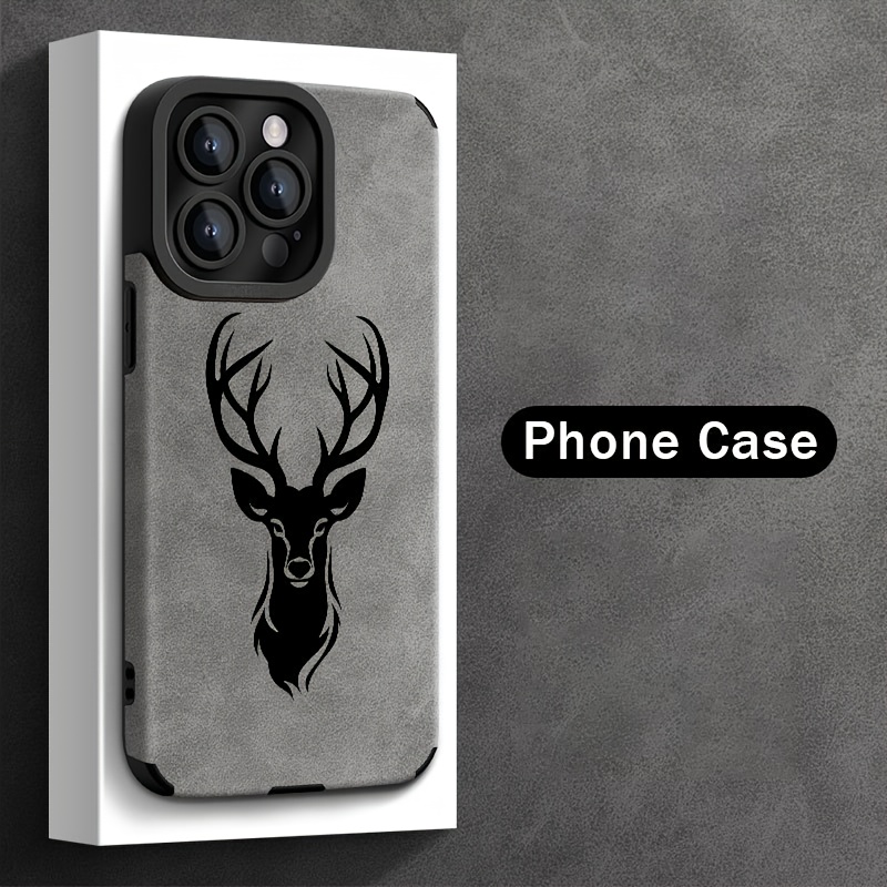 Etui za telefon - Vintage črn etui z motivom glave jelenja za Iphone 16/15/14/13/12//Pro/Pro Max, odlično darilo za noč čarovnic/božič