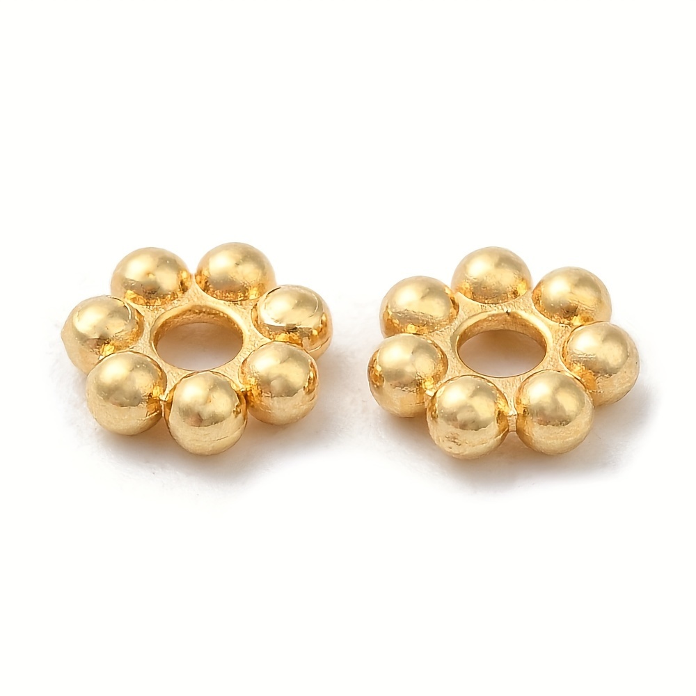 

100pcs 304 Stainless Steel Spacer Beads, Flower, Beads, Golden, 3x1mm, Hole: 0.8mm