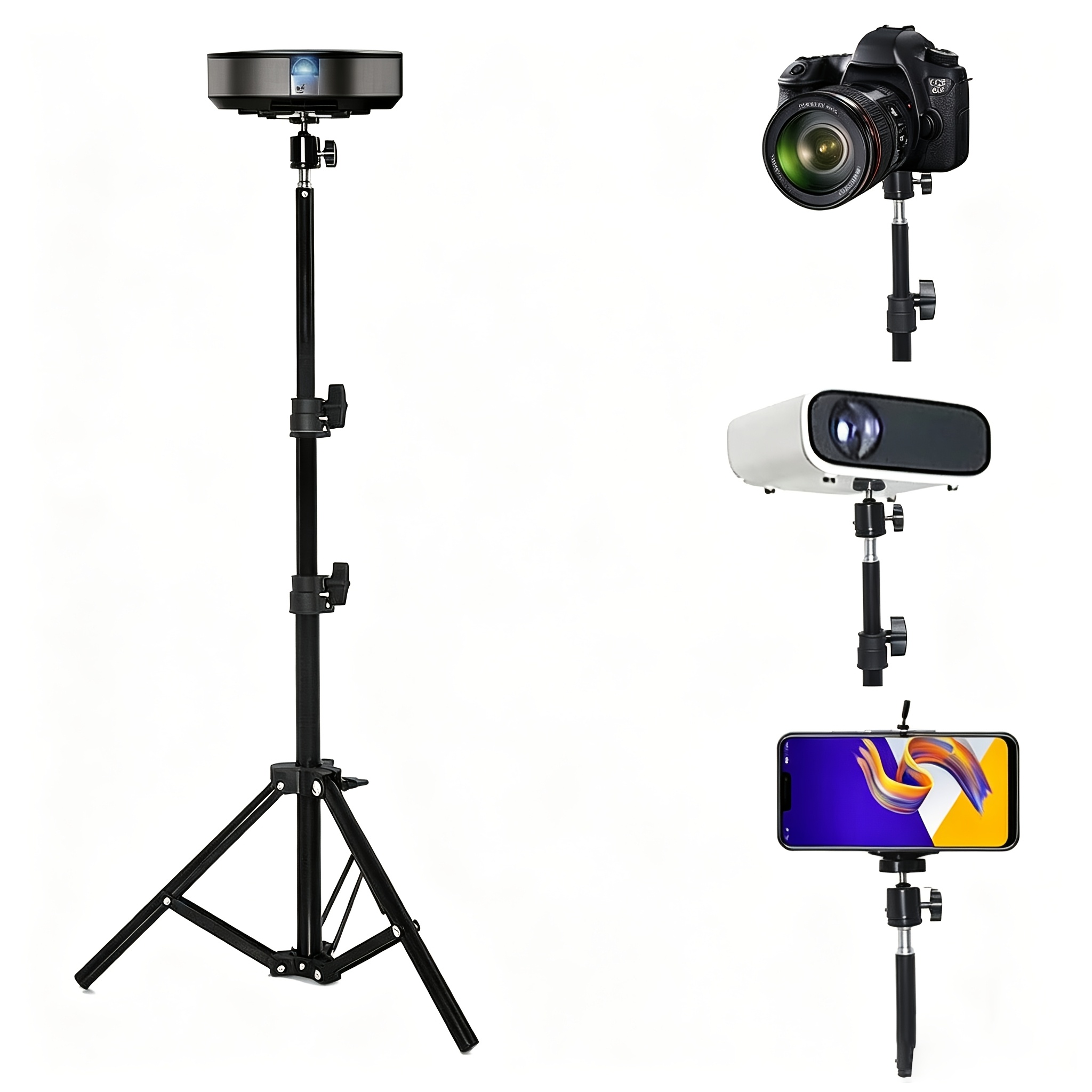 Projector Floor Stand, Portable Tripod Mount - Folding Stand For Projector, Camera, Webcam (15" To 55") - Supports Up To 3 Lbs (1.5 Kgs)