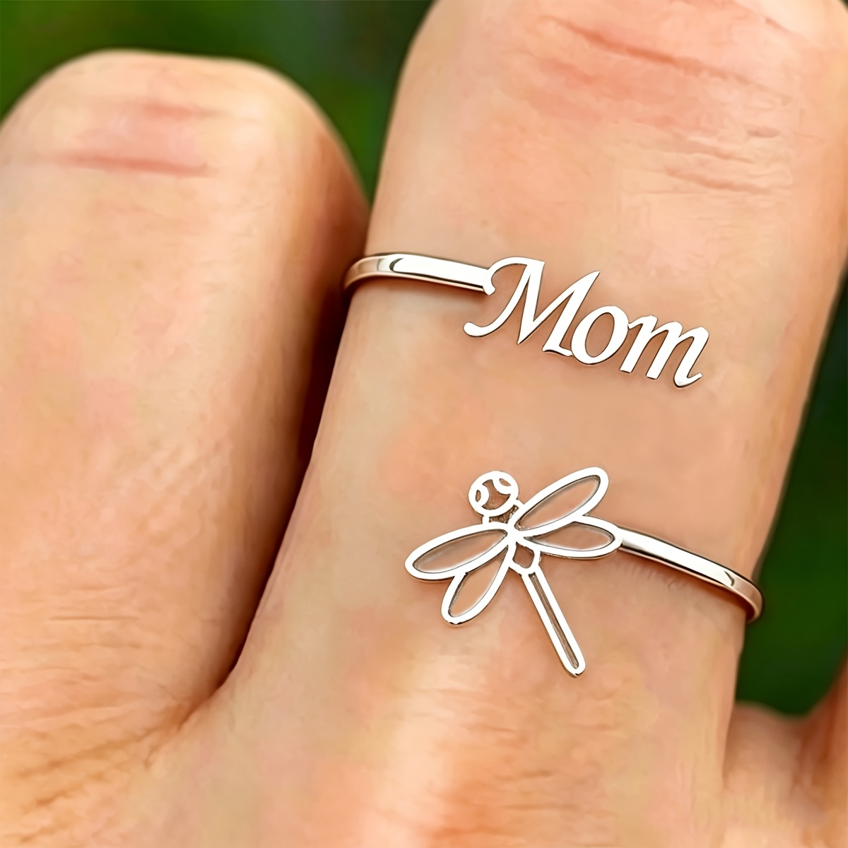 TEMU 1pc Women's Name Dragonfly Ring, Elegant Ladies' Custom Name Dragonfly ; Classic Stainless Steel Jewelry; Women's Banquet Party Casual Vacation