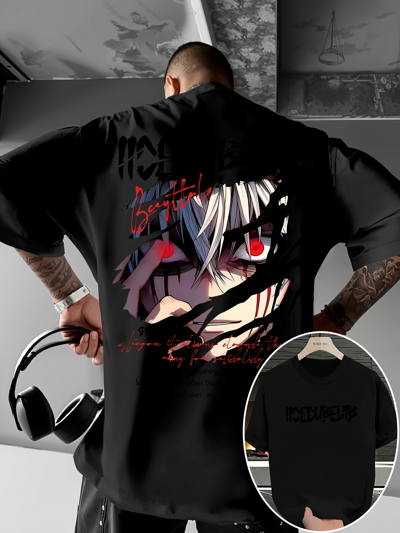 *'S Anime Graphic T-Shirt Loose Fit with Back Print, Lightweight Summer  Shirt for Cosplay, Concerts Everyday Casual Outfits Bre