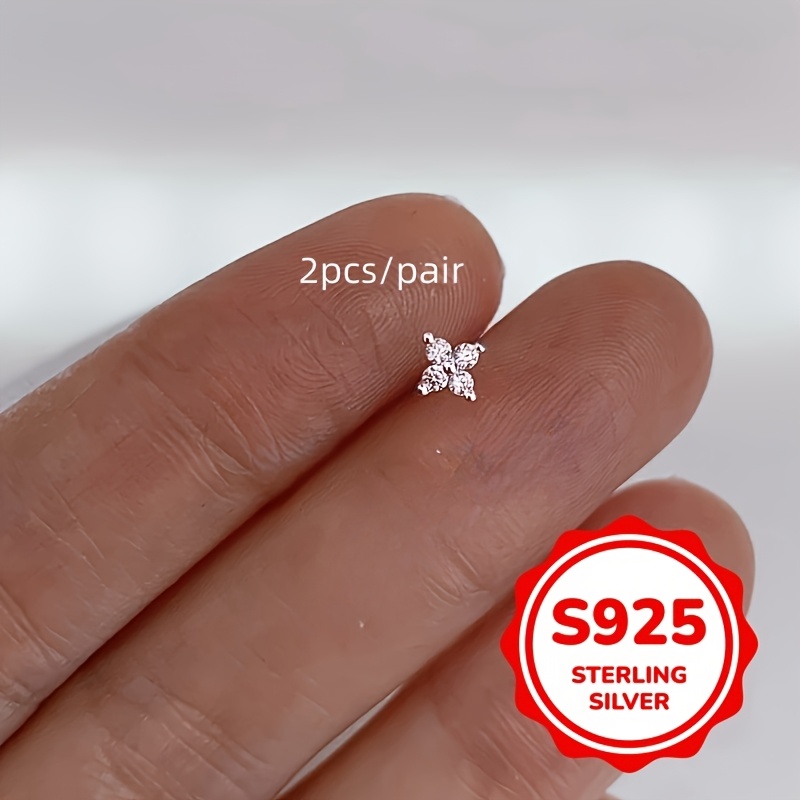 925 Sterling Silver Flower Drop Earrings with Cubic Zirconia