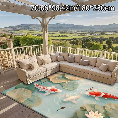 outdoor patio sofa set with vibrant koi fish for lotus durable polyester machine washable for living room bedroom entryway and more perfect gift for 6 rooms patio furniture set patio decor patio carpet with koi terrace furniture set outdoor patio furniture set outdoor terrace carpet outdoor carpet outdoor covering outdoor teppich wetterfest x outdoor carpet resistant to weather outdoor carpet on living room