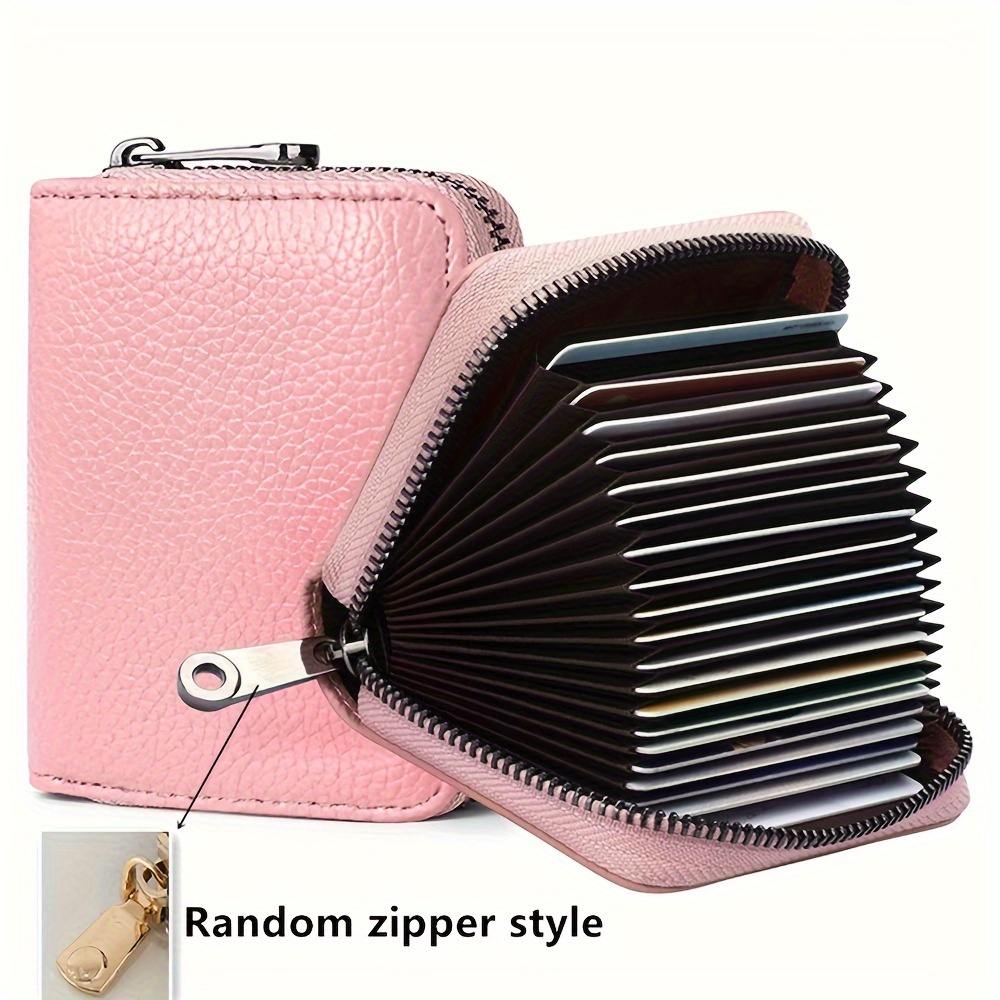 

Women's Fashion Genuine Leather Rfid Blocking Accordion Wallet With 20 Card Slots And Zipper, Small Credit Card Case