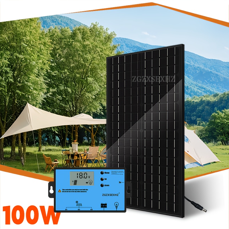 item picture 1pc100  portable solar panel kit   with 100  controller max output 24v output 18v portable solar charger suitable for courtyard street lights monitoring cars mobile phones cameras camping etc