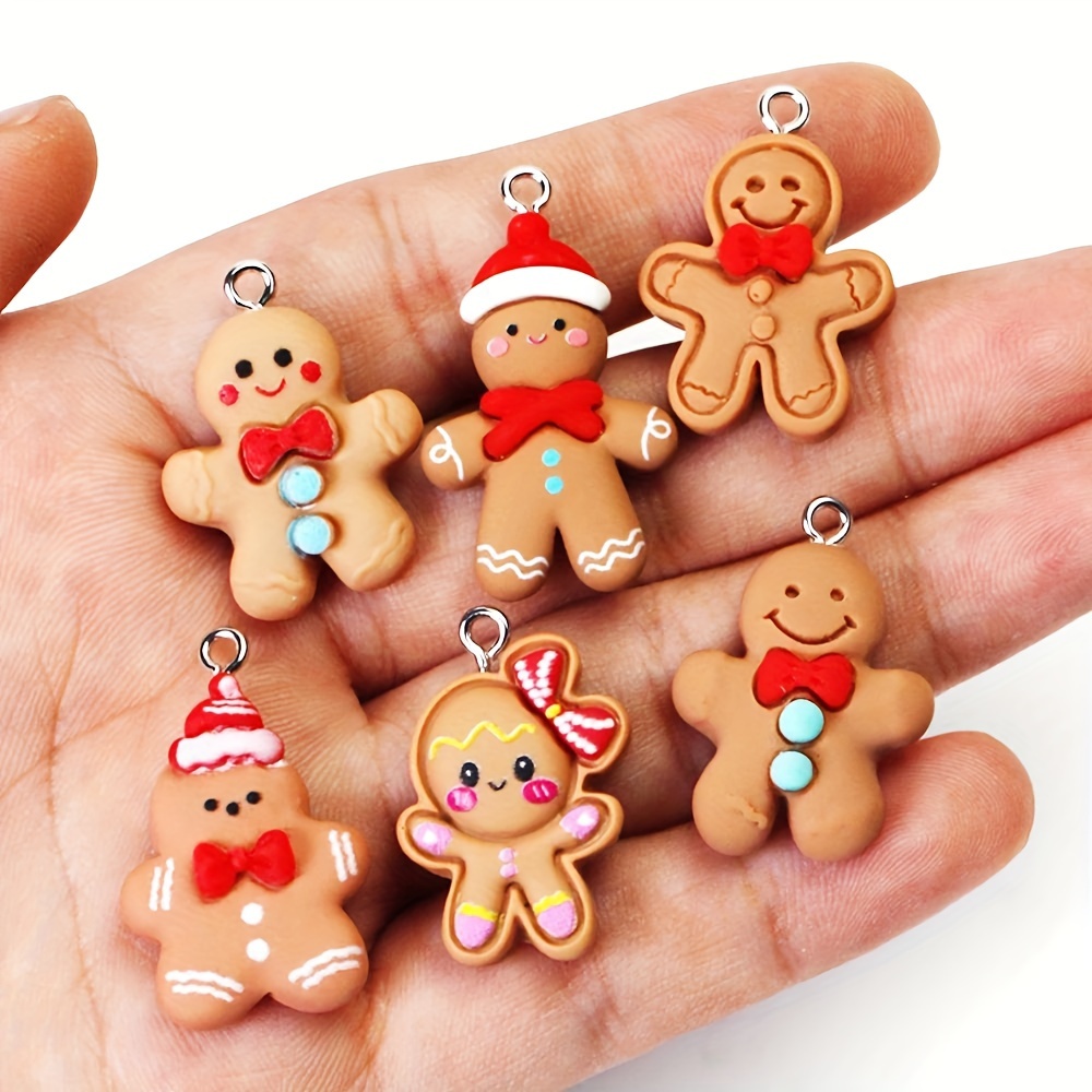 

10pcs Gingerbread For Man Charms - Resin Cookie Pendants For , Earrings & Bracelets - Perfect Christmas Craft Supplies, Sansango