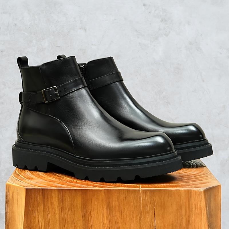British Style Ankle Boots, Handcrafted Premium Full Grain Leather Upper,  Full Pigskin Lining And Insole for * And Skin-Friendliness, Rubber Sole for  *. A Black Dress Shoe with Quality As Its Core