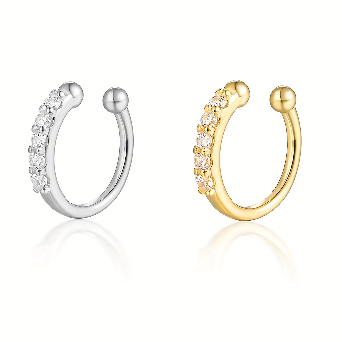 TEMU 2 piezas Elegante y fácil barra nasal de cristal y diamantes de , anillo de piercing indoloro. Anillo de piercing corporal para mujer. Adecuado