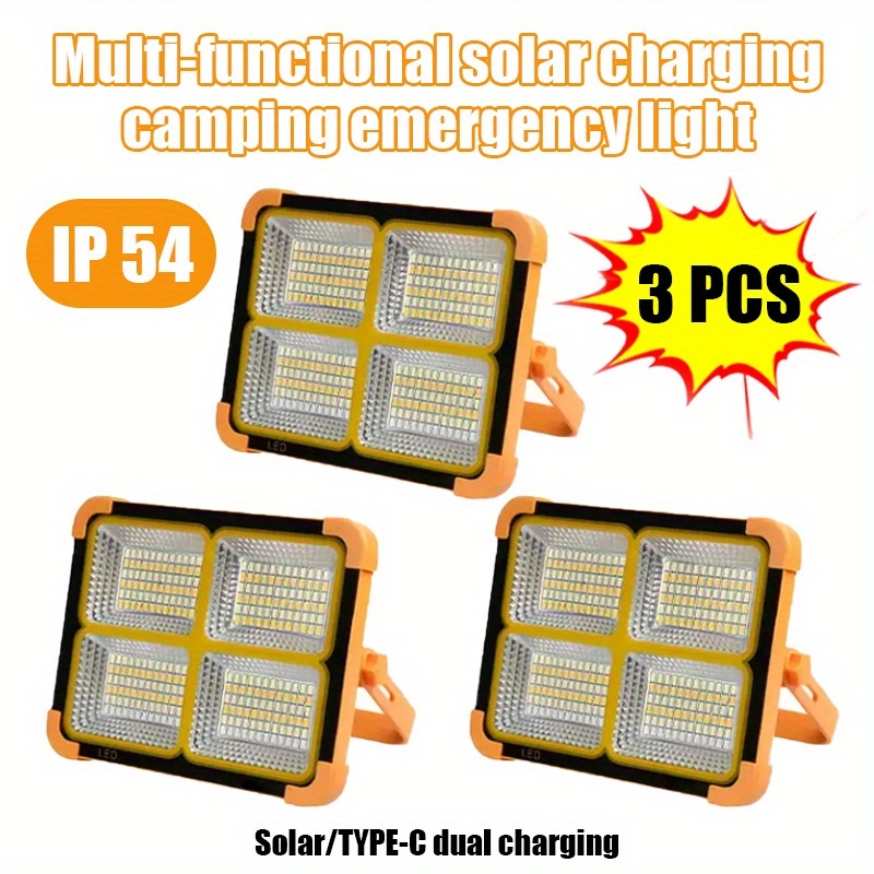TEMU 1/3pcs Portable Led Four-grid Solar Charging Multifunctional Outdoor Camping Lantern, Design, 5 Levels Of Adjustable Light, Suitable For Night