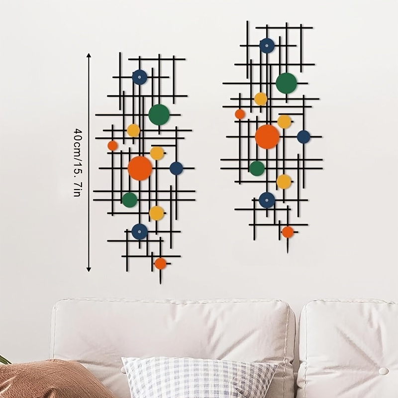 TEMU 2 pièces d'Art Mural Métallique Moderne et - Panneau en Fer Géométrique Horizontal - Idéal pour Salon, Chambre, Bureau - Décoration Thématique