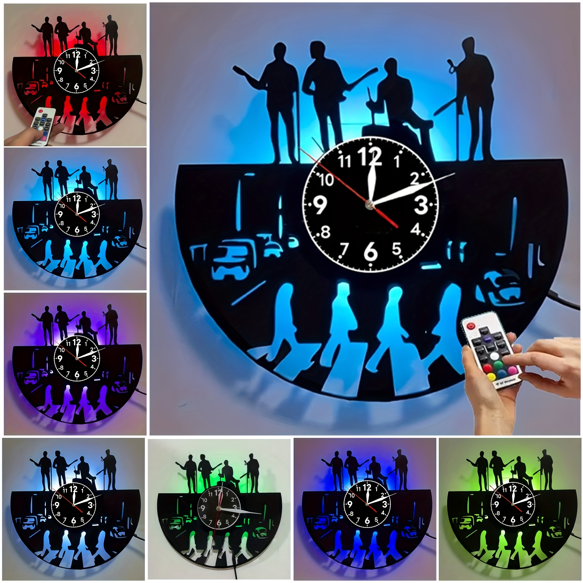 vinyl platten wanduhr led beleuchtung geräuschlos ohne Temu Germany