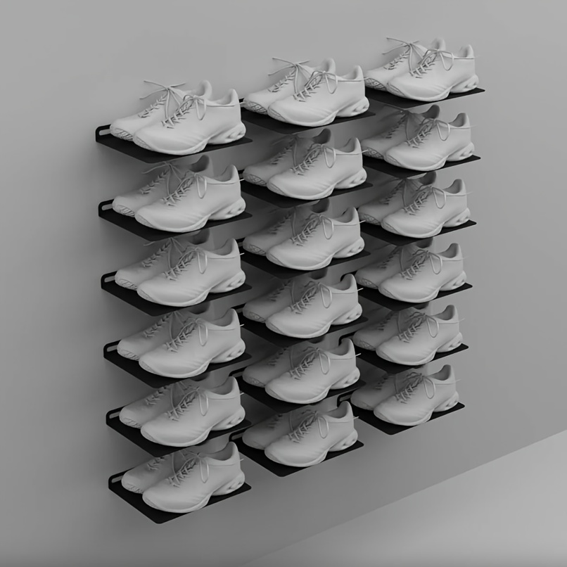 floating wall mounted shoe display rack metal organizer for sneakers retail store home use entryway porch bedroom hanging shoe organizers