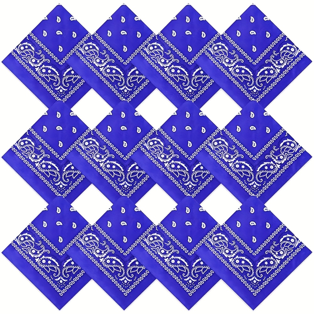 TEMU Ensemble de 12 grandes mouchoirs, bandanas multifonctionnels d'extérieur, accessoires pour cheveux, 21.65 X 21.65 pouces, écharpe unisexe à