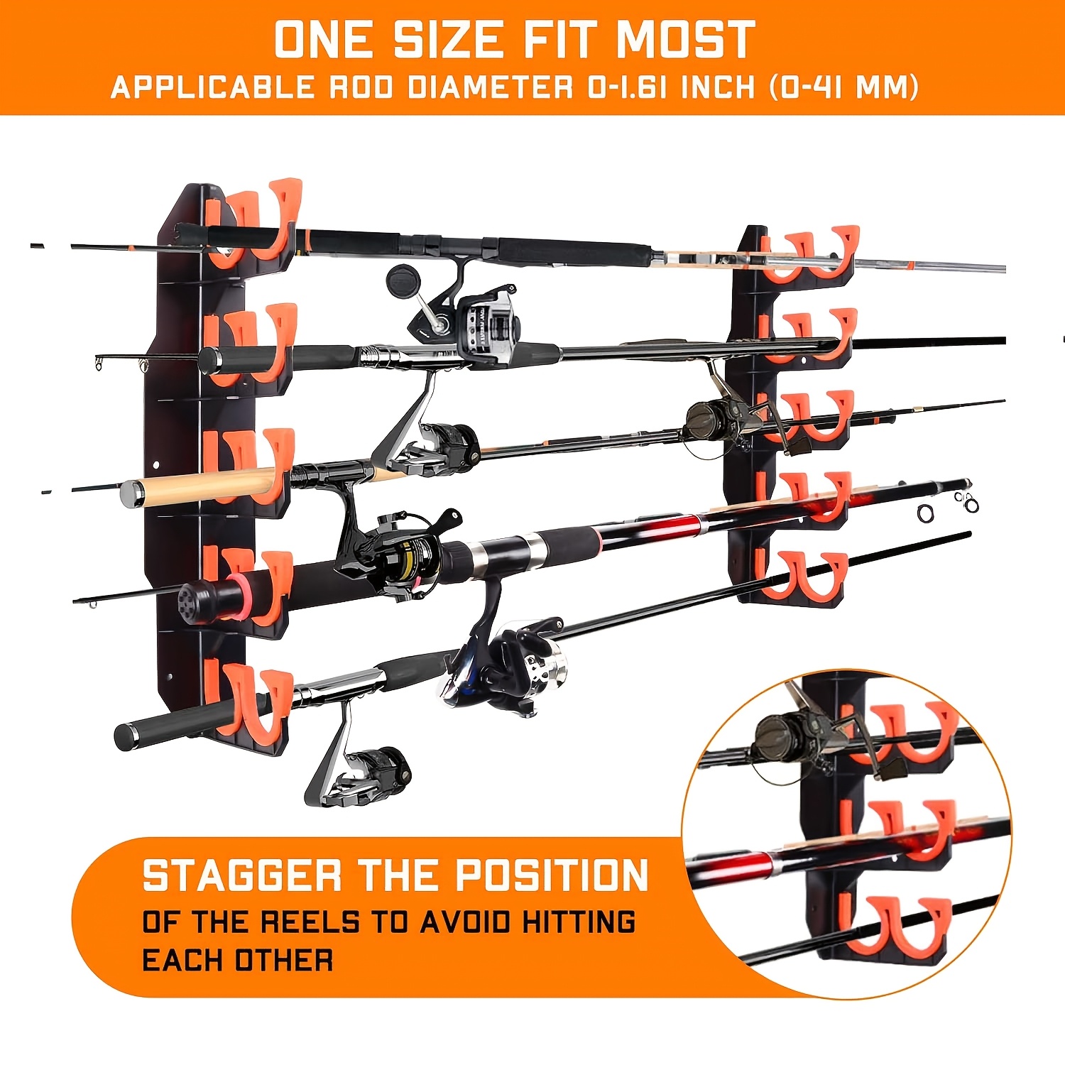 fishing rod bracket suitable for garage wall or warehouse installation and storage
