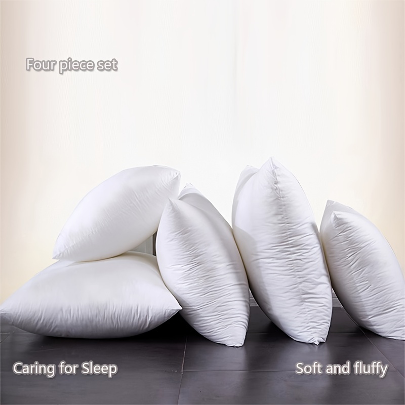 

contemporary Chic" 4-piece Soft & Fluffy Square Pillow Inserts - White Decorative Cushion Cores For Bed, Sofa, And Home Decor - Machine Washable Polyester Fill