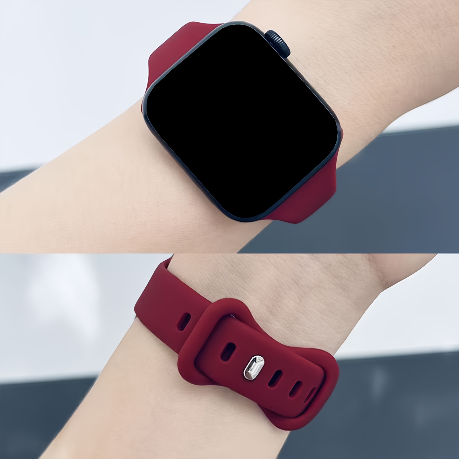 TEMU 1 Pack Compatible For Watch Band Compatible For Iwatch Series 11/10/9/8/7/6/5/4/3/2/1/se/ultra Strap, Soft Silicone Waterproof Watch Band With