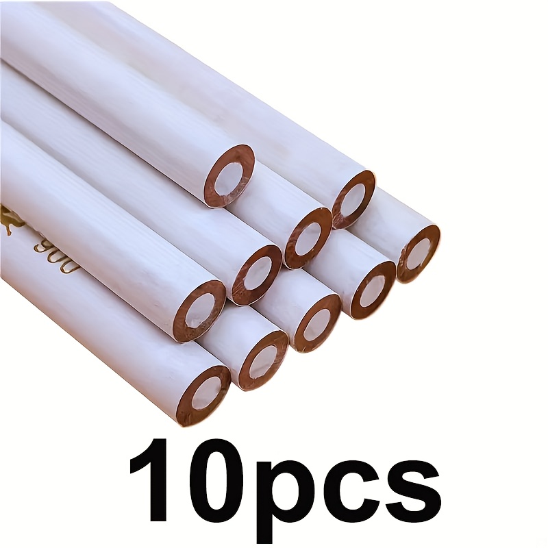 10pcs White Charcoal Pencils, Suitable For Sketching, Rendering And Blending - Recycled Wood, 2mm+ Wide Tip, Plastic/ And Eraser - For Beginners And Professional For Artists, For Art Tools, Classic