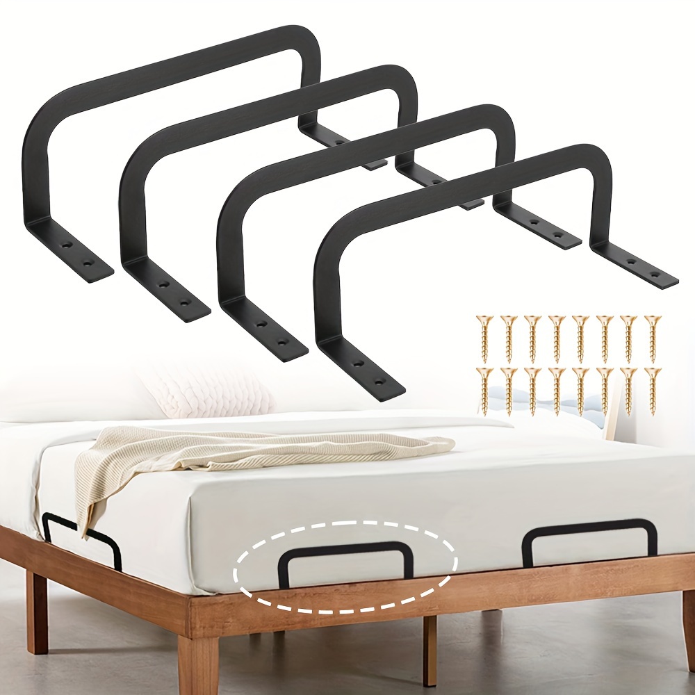 

4 Of Metal Bed Frame : Mattress Sliding, Mattress In Place - Suitable For Wooden Bed