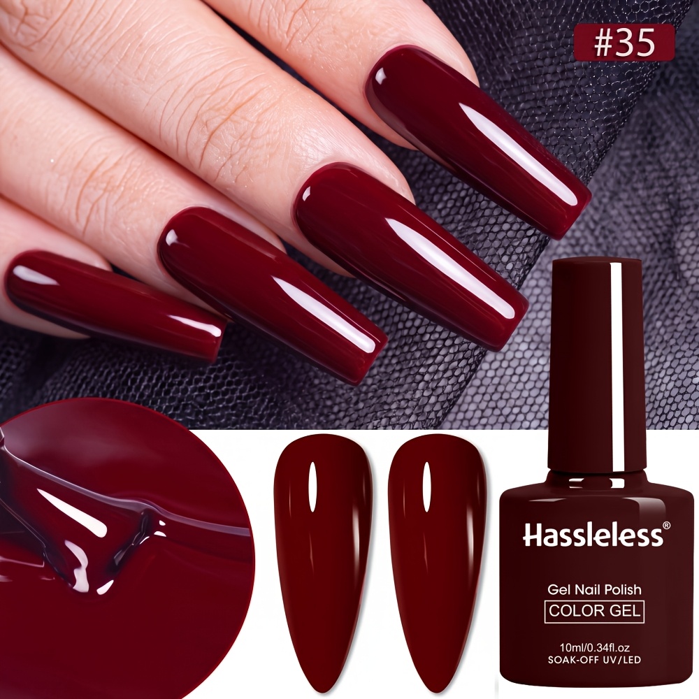 Image of Hassleless 10ml Solid Red-brown Nail Gel, High Gloss Led Curing Gel, Suitable For Manicure Soak-off Led Gel, Designed For Women's Nail Salons, Red-brown