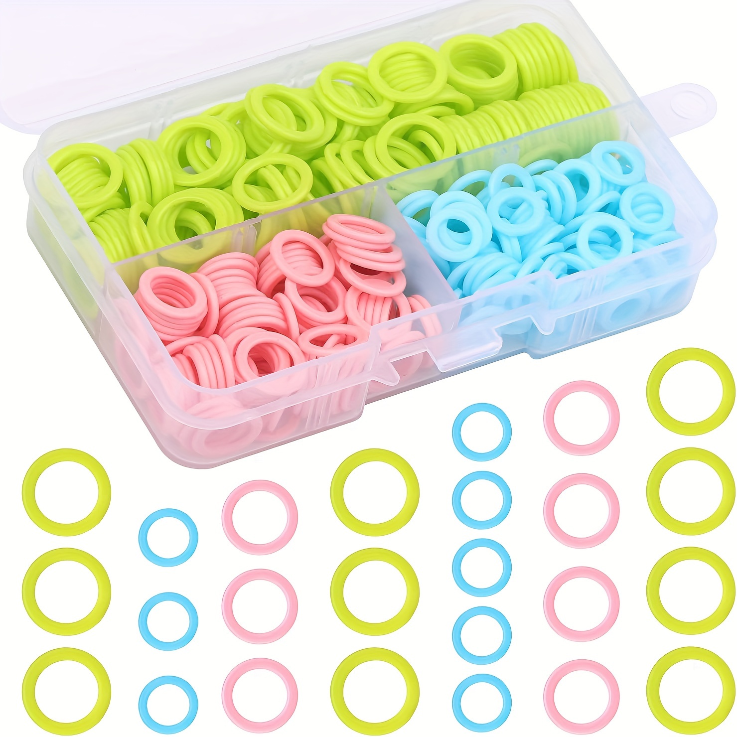 

380pcs Knitting Markers Rings, Colorful Stitch Markers Rings(s/m/l) With Portable Storage Box For Diy Sewing Knitting Crocheting Handcrafts