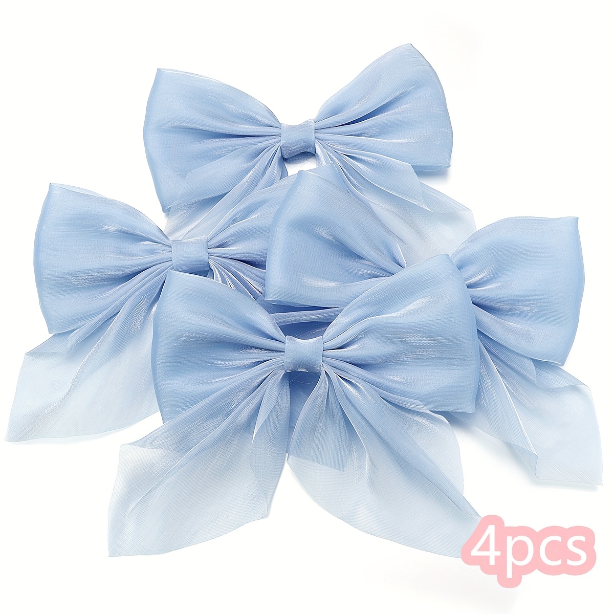 E-shop 4 Stk./Packung Chiffon Schleifen mit , geeignet für Haarschmuck Geschenk Zubehör, Schmuckherstellungsteile