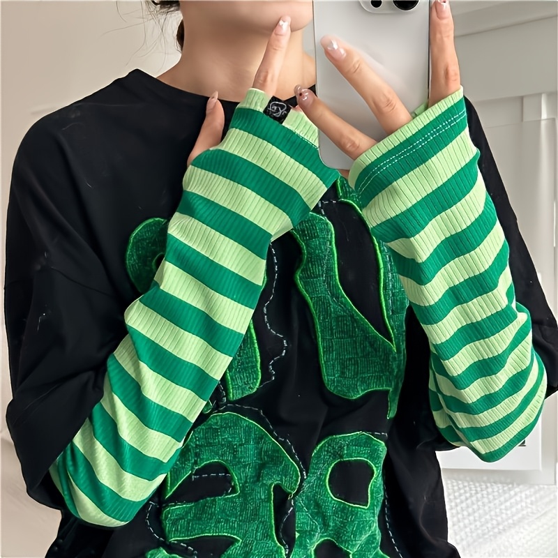 TEMU 1 Pair Summer Cooling Arm Sleeves, Loose Striped Ice Sleeves - Unisex Arm Sleeves