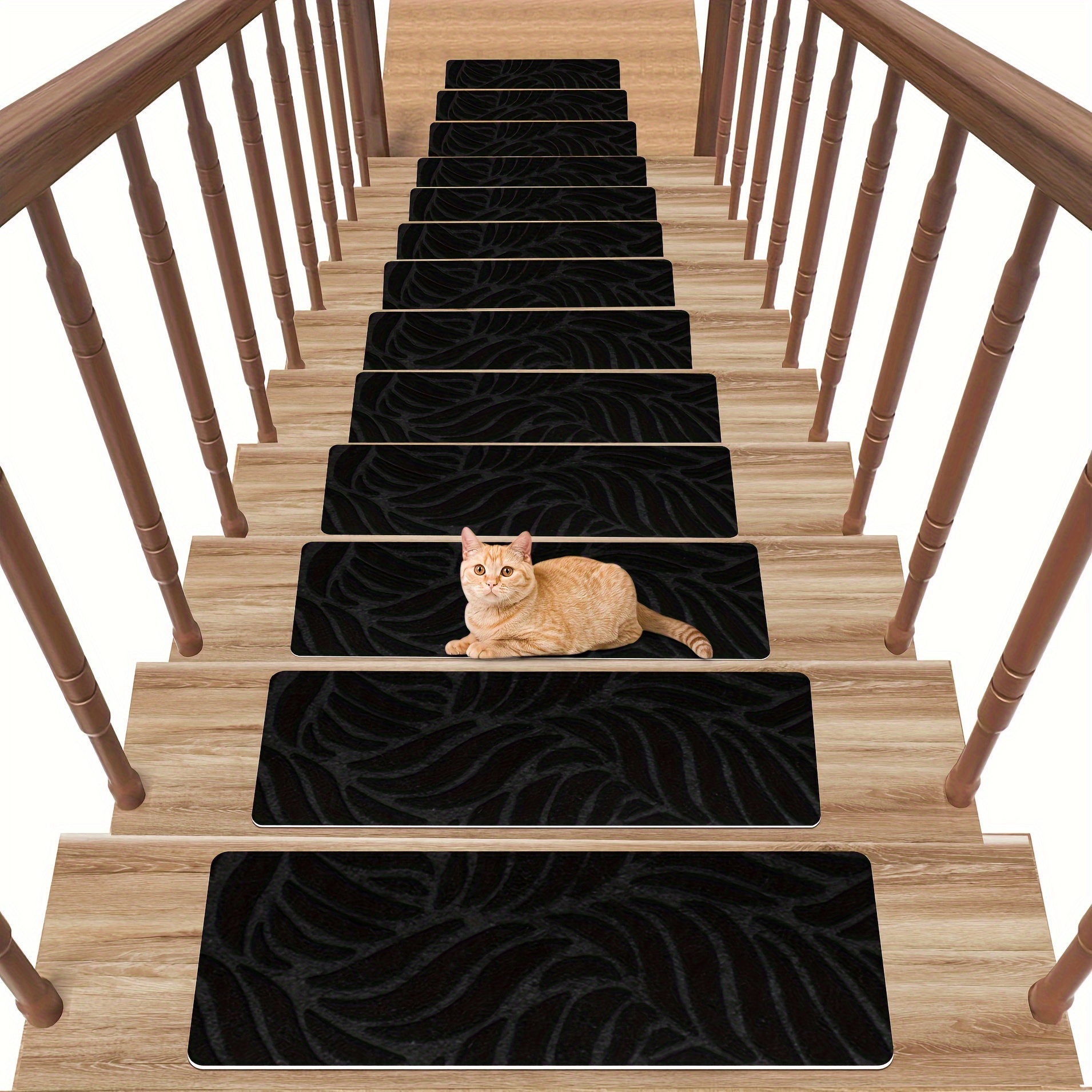 

7/15pccs Anti-skid Stair Treads, Non-slip Indoor Stair Carpets, Rugs For Wooden Steps, For Pets Elders, Self-adhesive Stair Runners For Home Use
