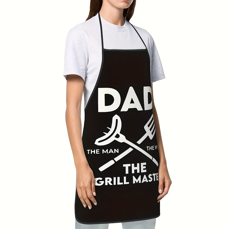 

Dad The Apron - Funny Large Bbq Apron Dad, Polyester Waterproof Oil-resistant Kitchen Work Apron - Woven Polyester Fabric, Ideal Gift For Christmas - 1 Piece