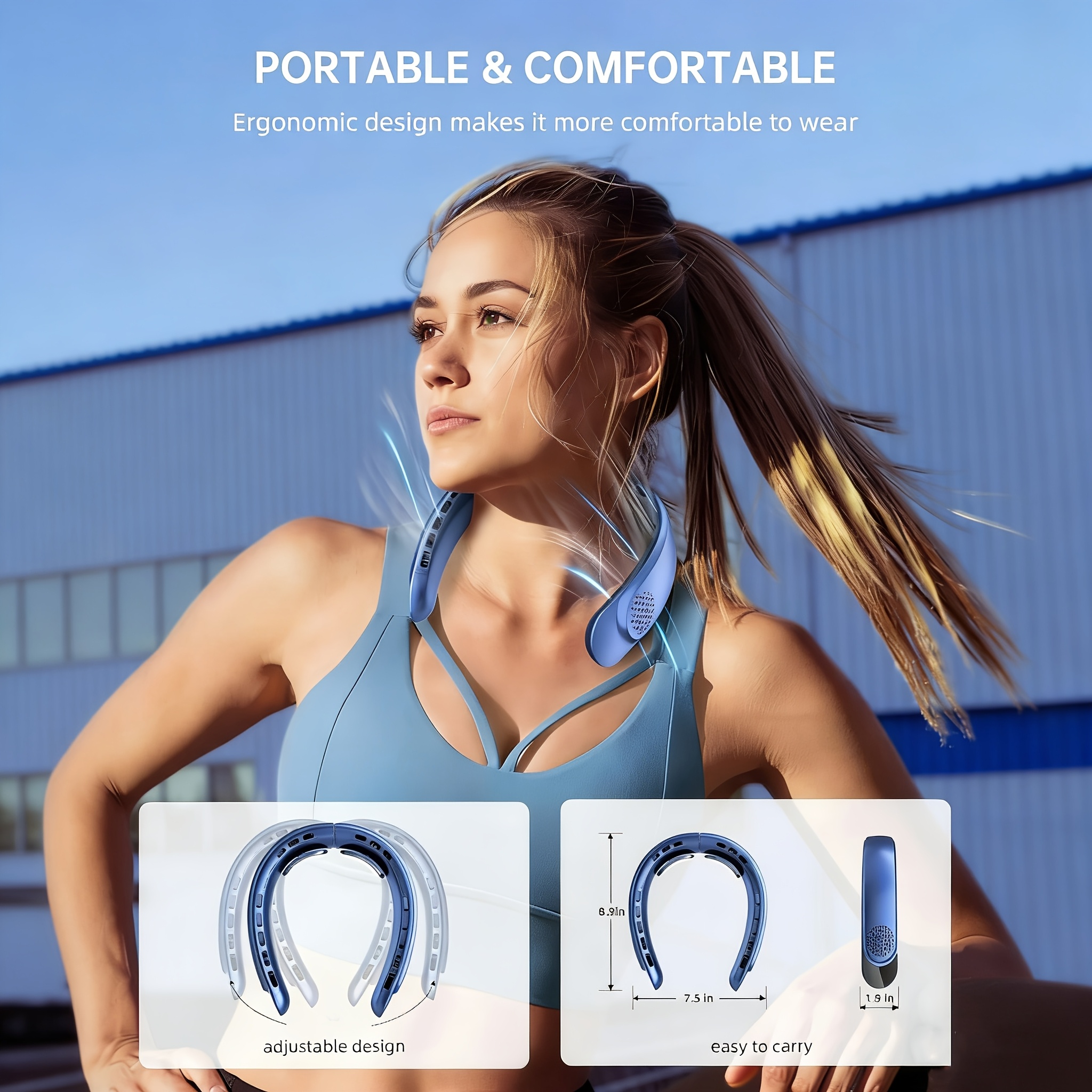 2026 New Rechargeable Wearable Neck Fan | LED Smart Display | 3 Speed Settings | 4000mAh High-Capacity Battery & Long-Lasting Battery Life | 360° Surround Airflow | Quiet & Soft Airflow | Indoor & Outdoor Use | Must-Have for Home Cooling