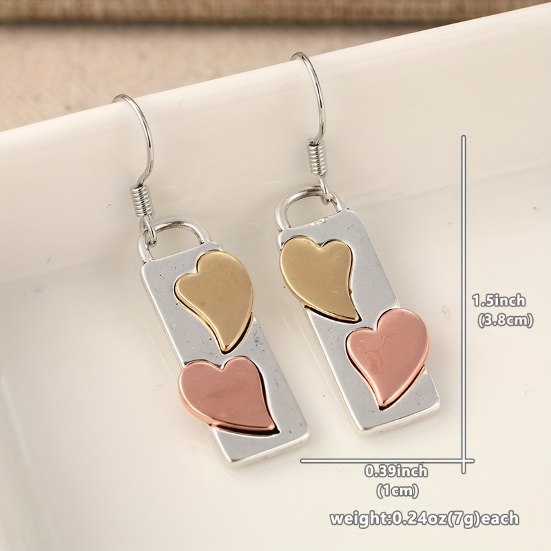 Women's Modern Retro Two Tone Heart-Shaped Geometric Earrings