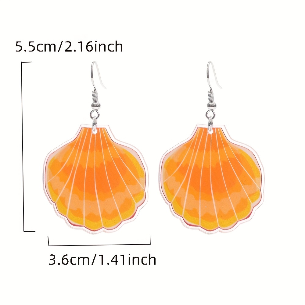 Women's Acrylic Orange Shell Dangle Earrings