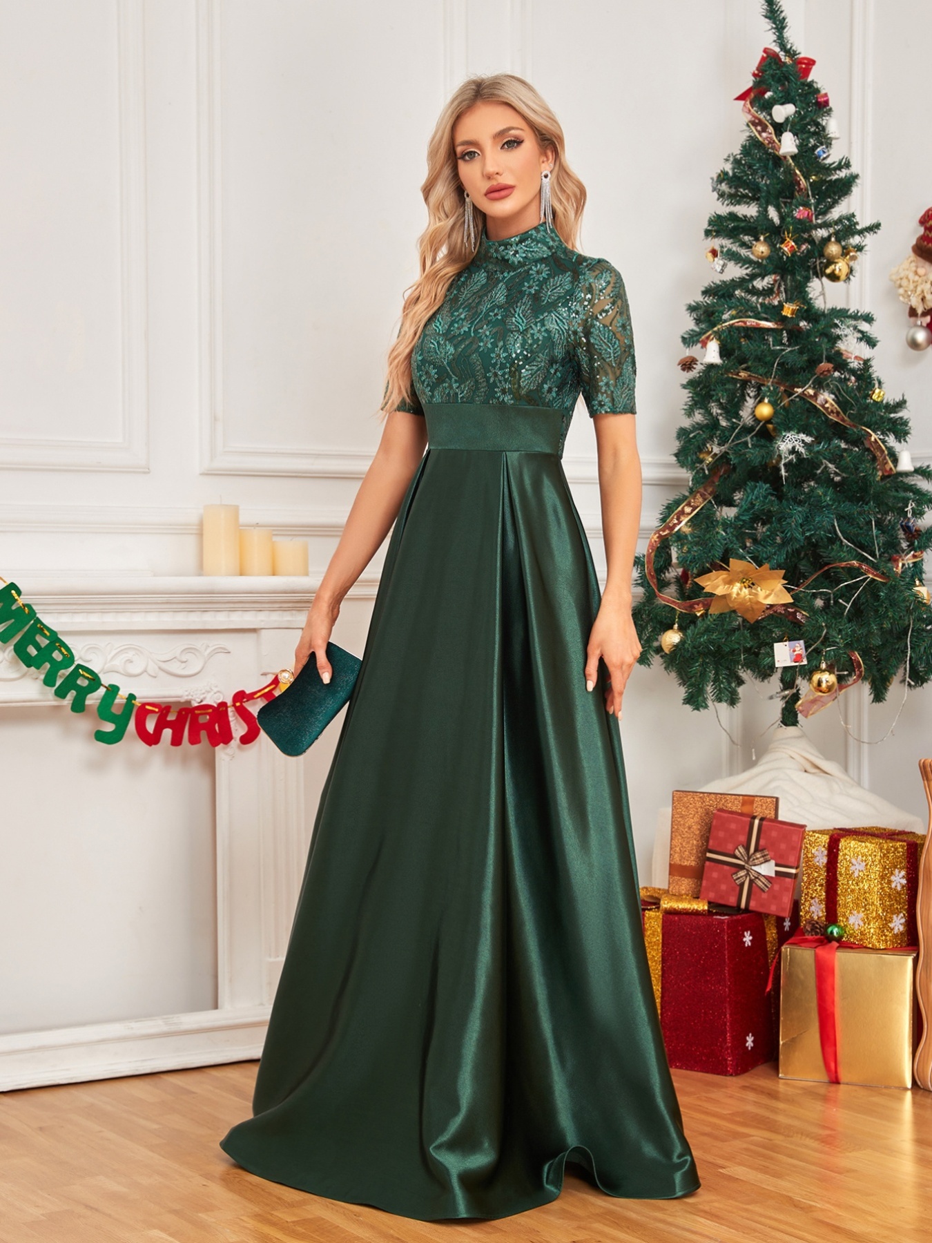 long womens floral sequin satin maxi evening gown - Temu
