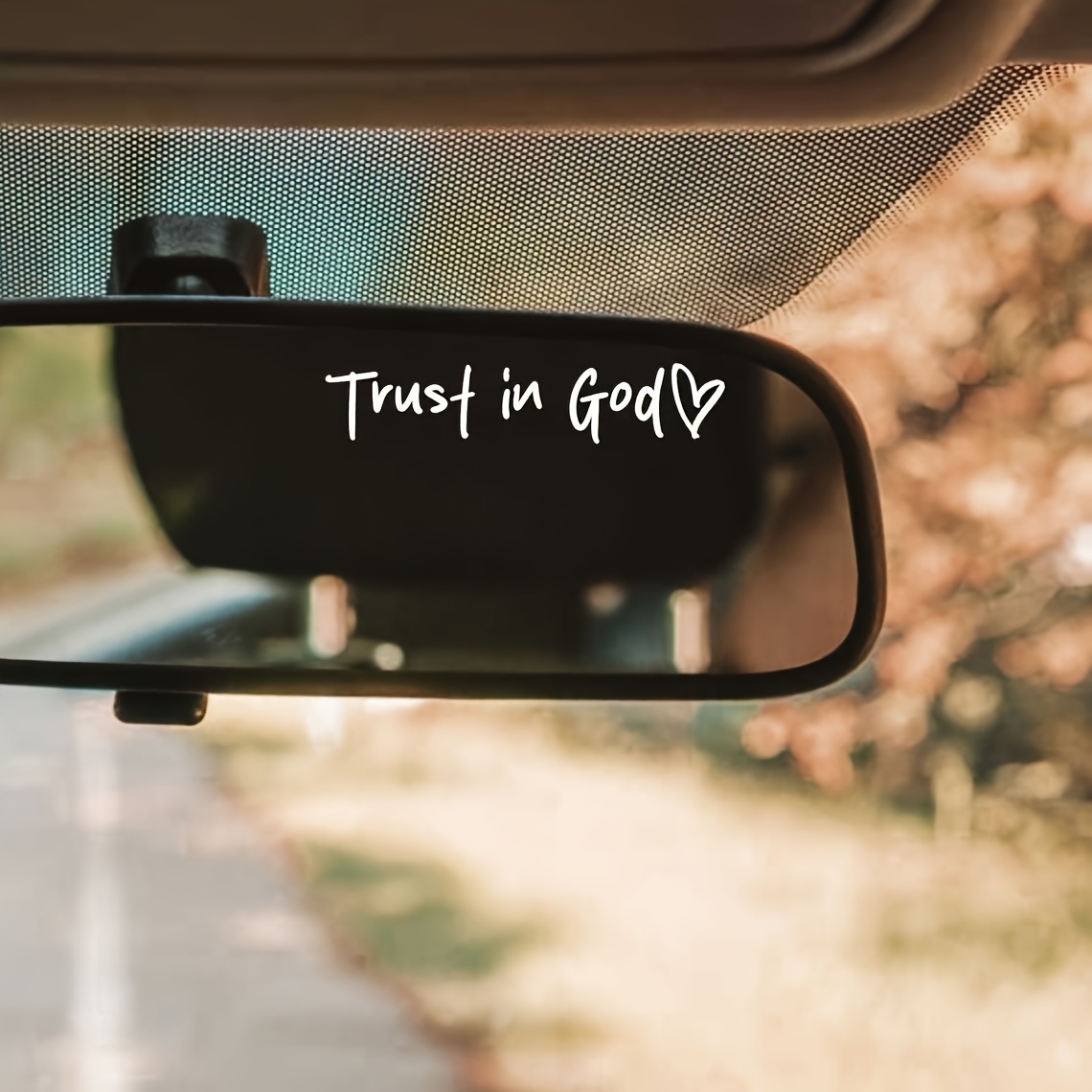 Bible Verse Christian Church Mirror Stickers - Trust in God, Faith Hope Love, Self-Adhesive Shiny Look, Teacher Religious Gift, "Trust in God" Graphic with Heart