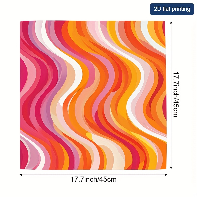 TEMU Lot de 4 serviettes carrées de 17,7 x 17,7 pouces avec des ondulés rose vif, orange et rouge, parfaites pour un , les fêtes, les anniversaires,