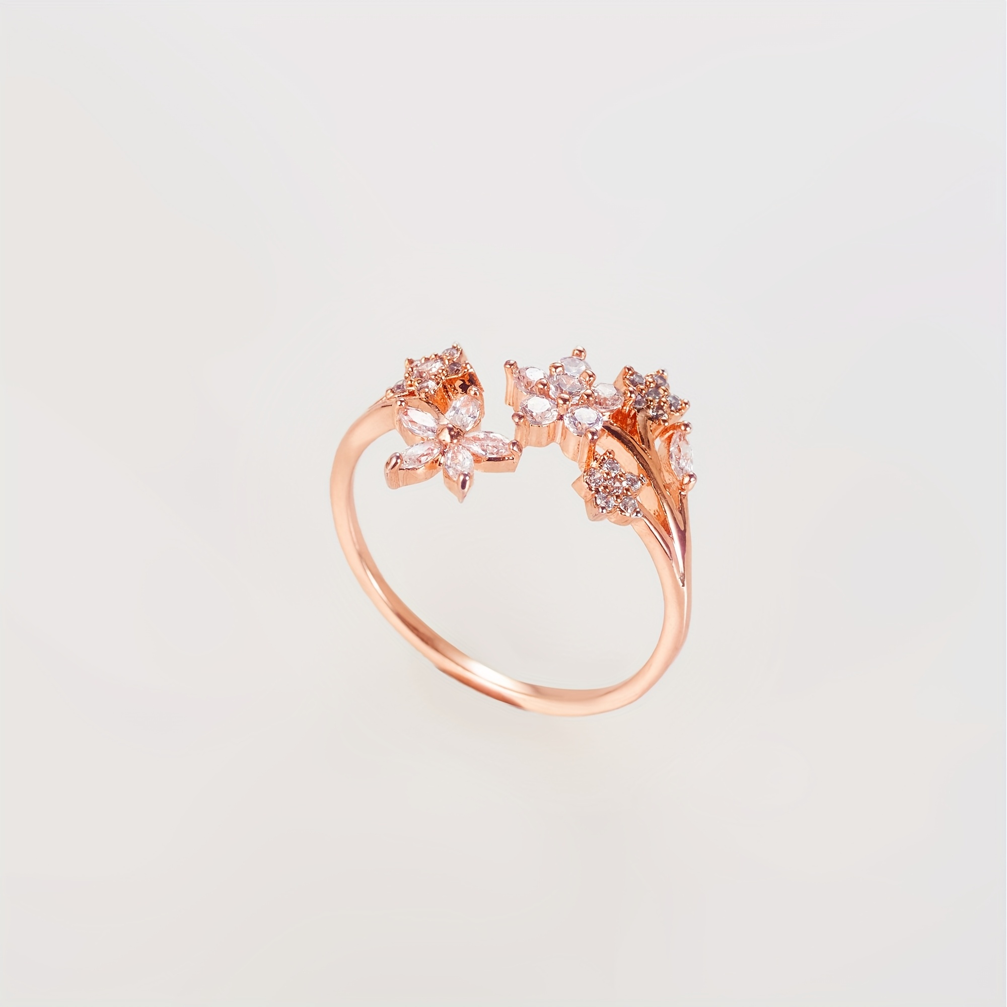 E-shop 1 Stück Damen Eleganter Luxuriöser Mode-Offenring, Kirschblüten-Synthetischer Zirkonia, Schmuck geeignet für den täglichen Gebrauch zum