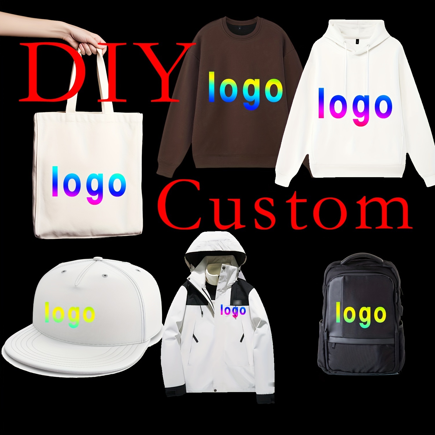 

1/3/5/7/9pcs - Personalized Custom Logo Or Picture Heat Transfer Sticker For Clothes Diy Washable T-shirt Dtf Colorful Vinyl