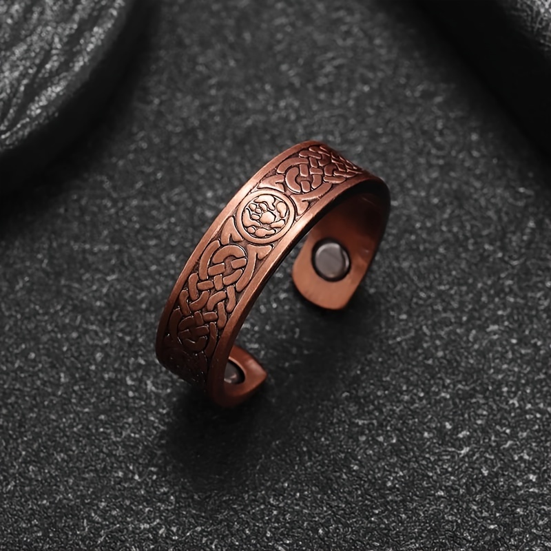 Copper Geometric Cloud Pattern Open Cuff Ring, Daily Wear Accessory
