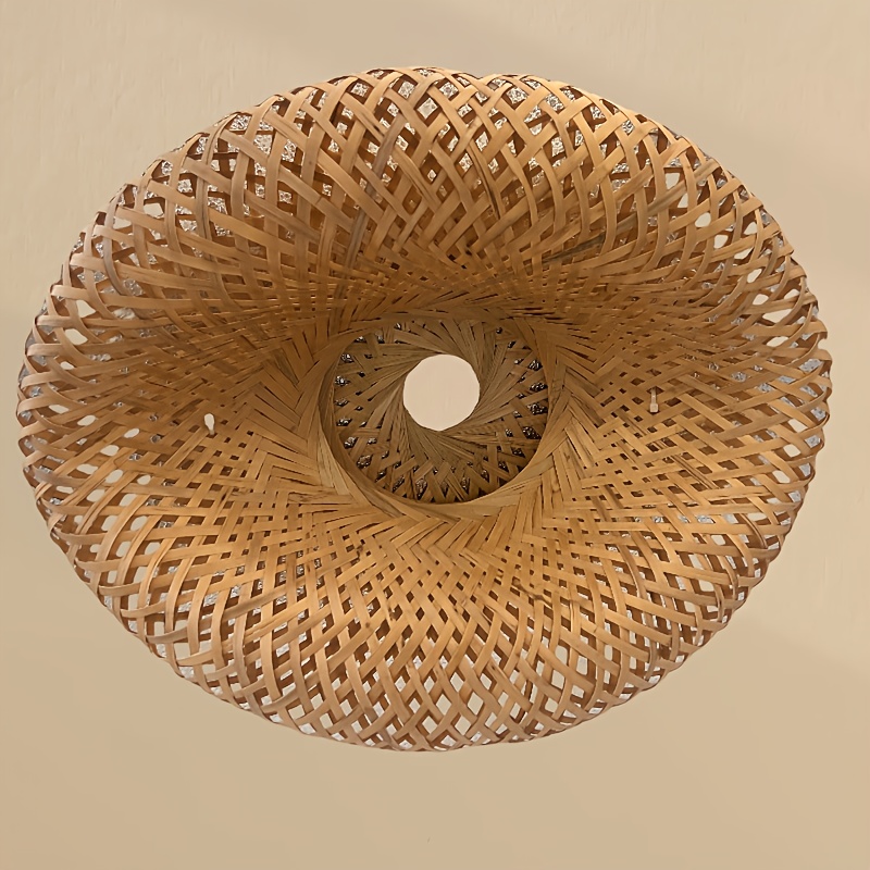 Image of Bamboo Lamp Shade - -inspired Straw Hat Shaped Chandelier Cover, E26/e27 Bulb Compatible, Diffuser For Indoor/outdoor Use In Asian Restaurants, Living Rooms & Hotels (replaces )
