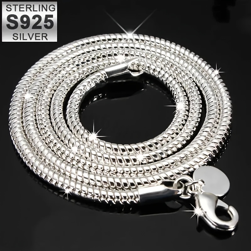 

A Humorous 925 Sterling Silver Snake Chain Necklace, 3mm, Without Pendants, Stylish And Minimalist Jewelry For Men.