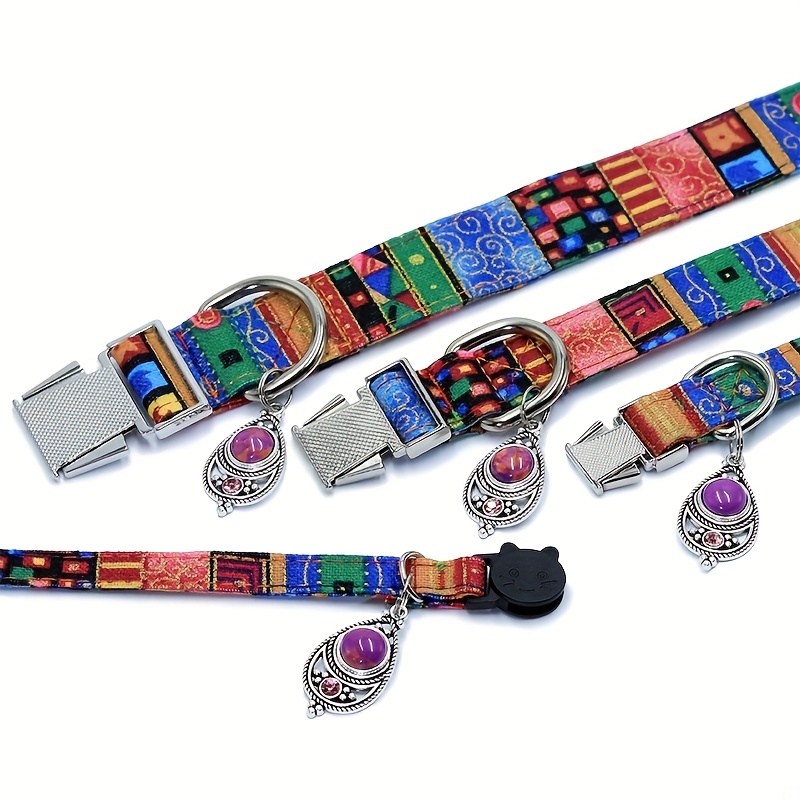 A Personalized Bohemian-Style Pet Collar with a Metal Buckle, Customizable Name And Phone Number Tag, Adjustable Anti-Loss Cat Collar, Soft, Comfortable, And Durable Accessory, Ideal for Outdoor Dog Walking, Perfect Gift for Medium And Small Dogs!