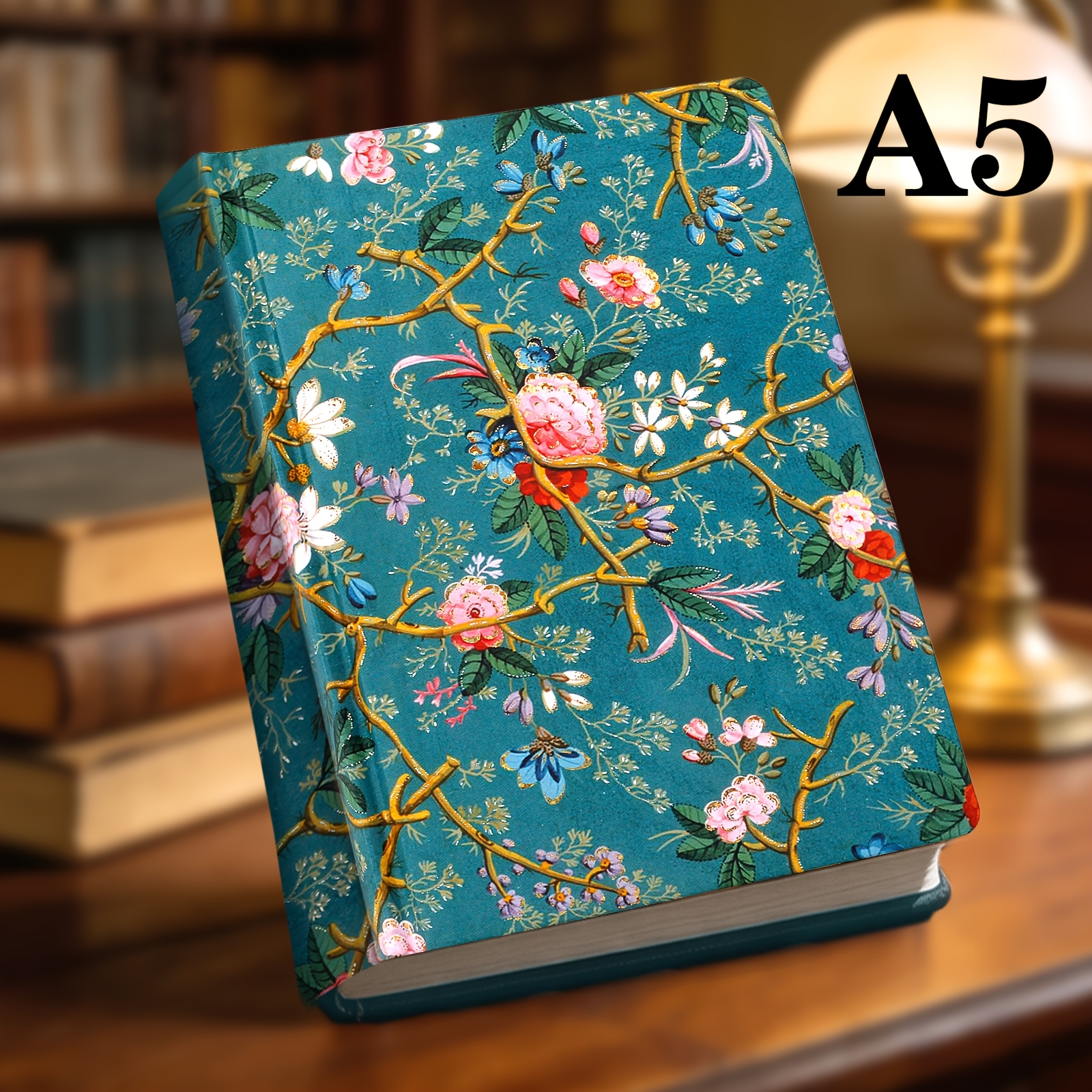 TEMU 1pc, A5, 256pages, Vintage Floral Hardcover Notebook-, Laser- Hardcover Journal, , Drawing & Journaling, Travel Journal, School Office Supplies,
