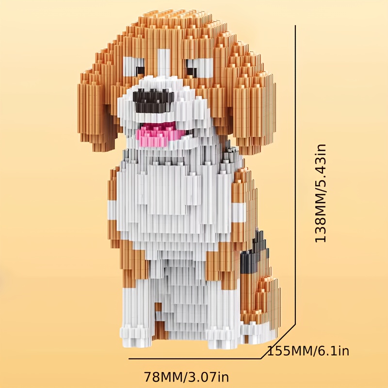 animal model building block ornament beagle pet   for home decoration made of abs material a delicate display piece suitable for living room and bedroom decor an ideal gift for building block enthusiasts during christmas halloween Product details 2