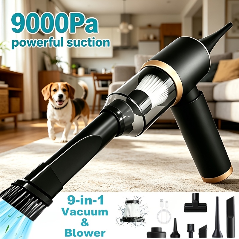 immagine dell'articolo aspirapolvere portatile a   9000pa, mini aspirapolvere per auto portatile, con aspirazione potente, dotato di una varietà di accessori per la pulizia delle fessure,   per veicoli, case,   di animali domestici,   e tappeti
